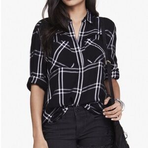 *black striped Express button down shirt